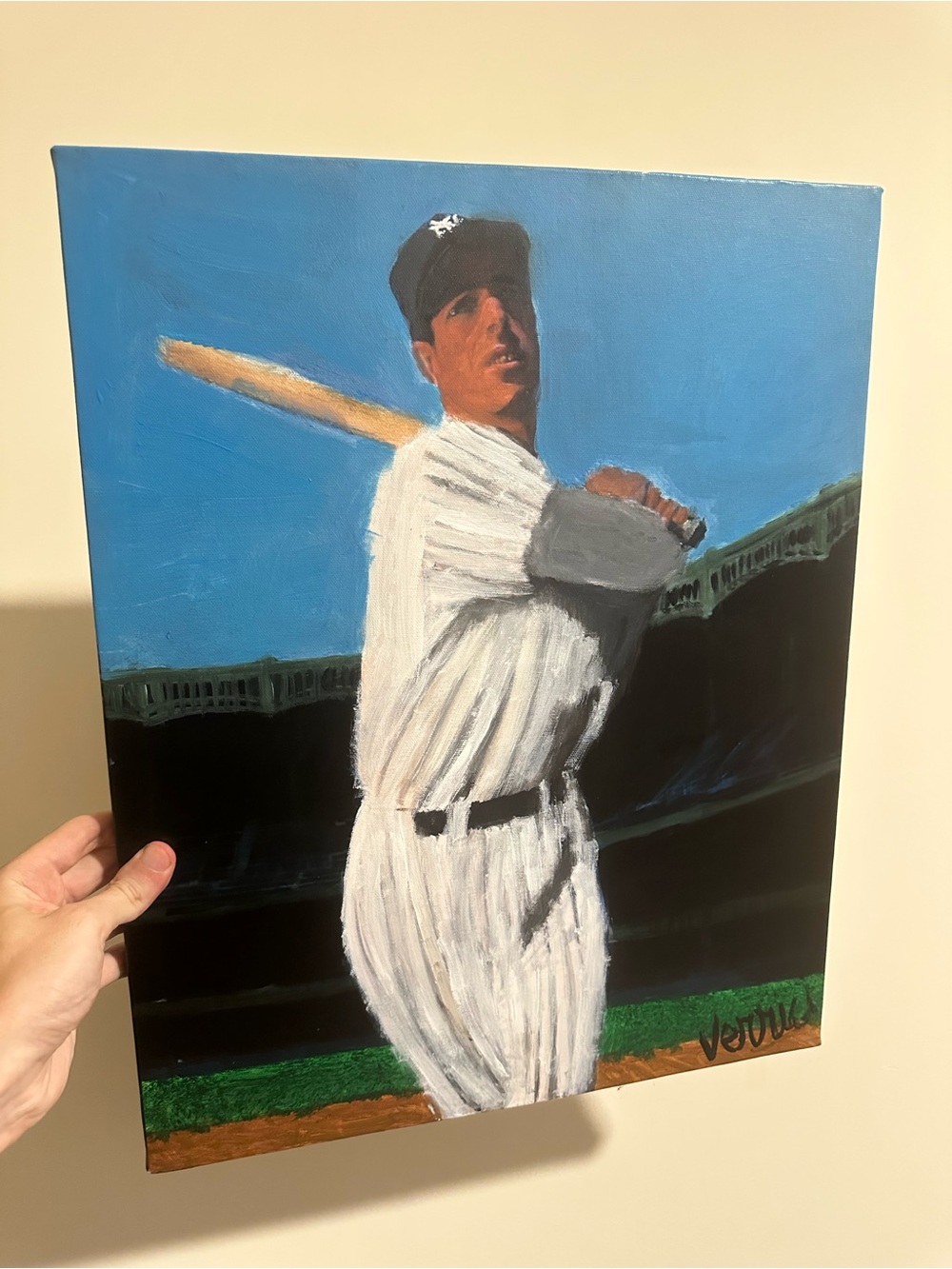 Joe Dimaggio painting Hand-Painted Baseball Player Wall Art 16x20 1/1